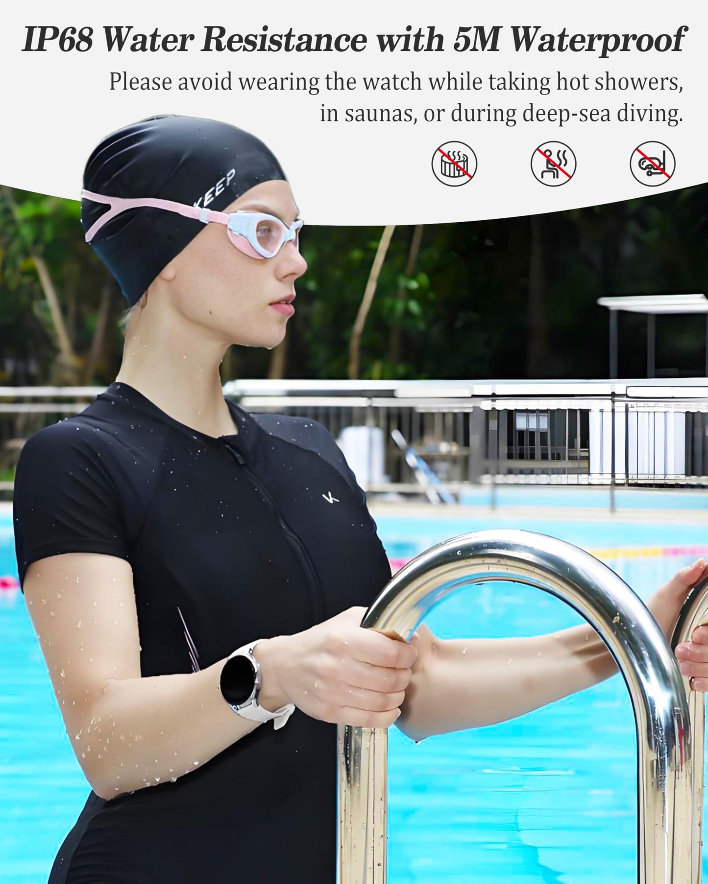 ZOSKVEE Smart Watch, 41mm Fitness Tracker, Answer/Make Calls, Digital Smartwatch with Heart Rate/Stress/Sleep Monitor, AI Voice, IP68 Waterproof Watch Calculator, Calendar, Games for Lady Women & Men
