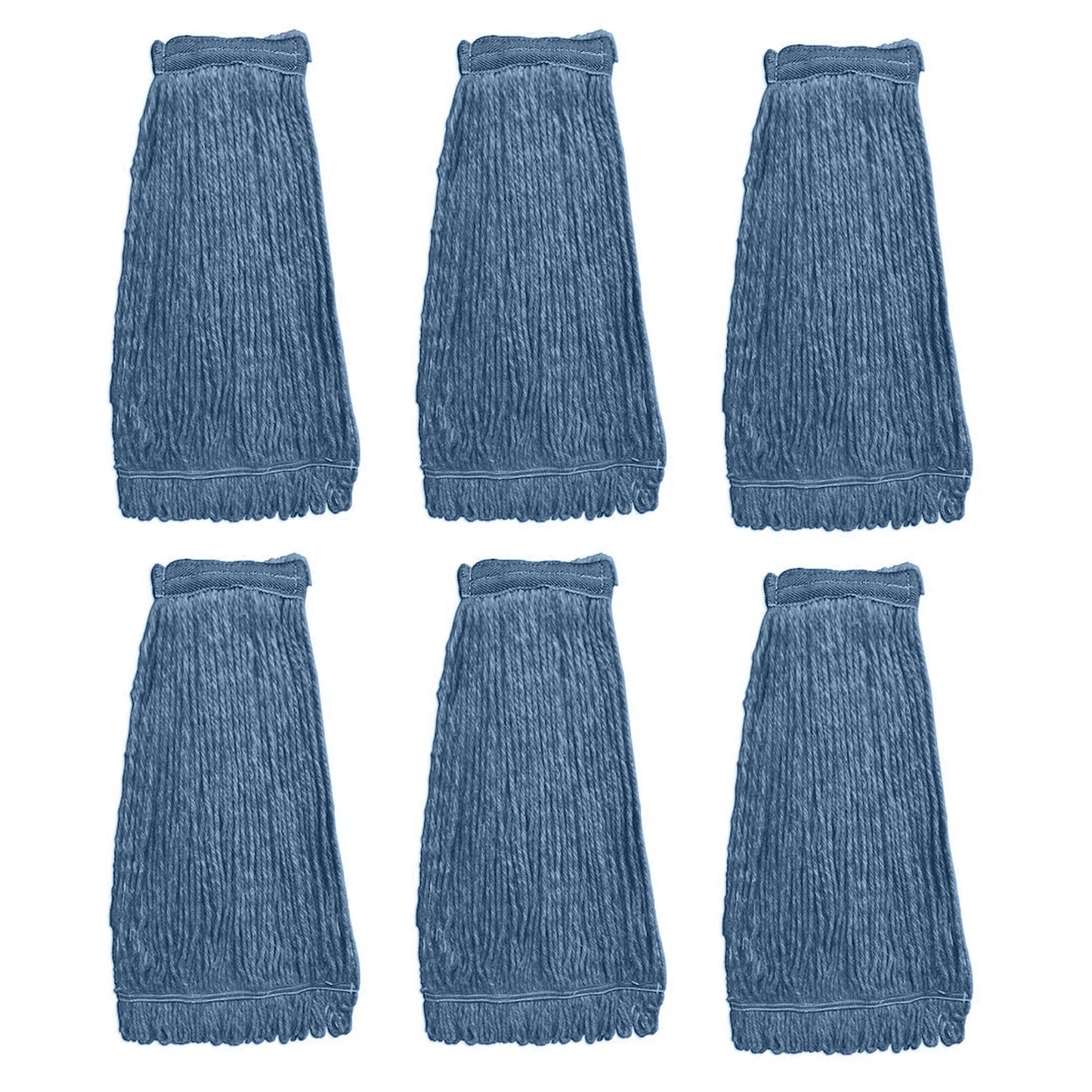 KLEEN HANDLER HEAVY DUTY Commercial Mop Head Replacement, Wet Industrial Blue Cotton Looped End String Cleaning Mop Head Refill (Pack of 6)