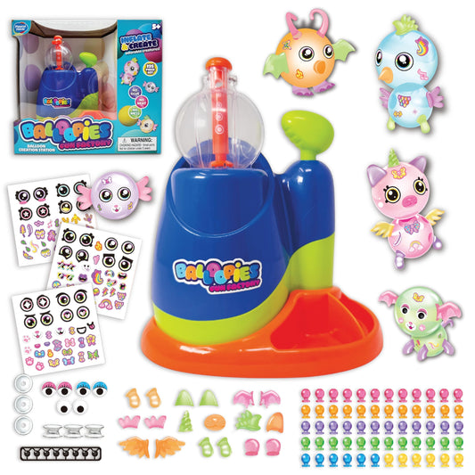 Balloopies Balloon Creation Station DIY Balloon Toy with Air Pump, 88 Piece Arts and Crafts Kit for Kids, Inflate and Decorate Balloon Animals and Creatures, Stickers and Accessories Included, Ages 5+