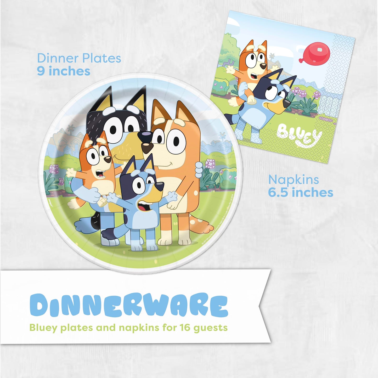 Bluey Birthday Decorations and Party Supplies | Serves 16 Guests | Bluey Party Decorations | Banner, Tablecloth, Foil and Latex Balloons, Plates and Napkins, Sticker | Officially Licensed