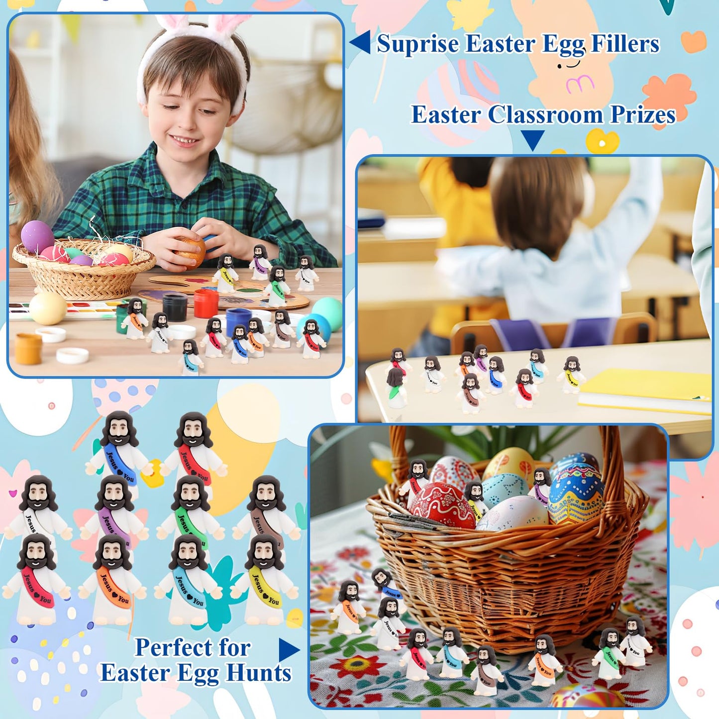 Owurha 300 Pcs Jesus Love You Mini Figures Baby Jesus Figurines in Bulk Tiny Miniature Religious Figures for Hide and Seek, Sunday School, Religious Party Favors, Baptism Gifts, Easter Egg Stuffers