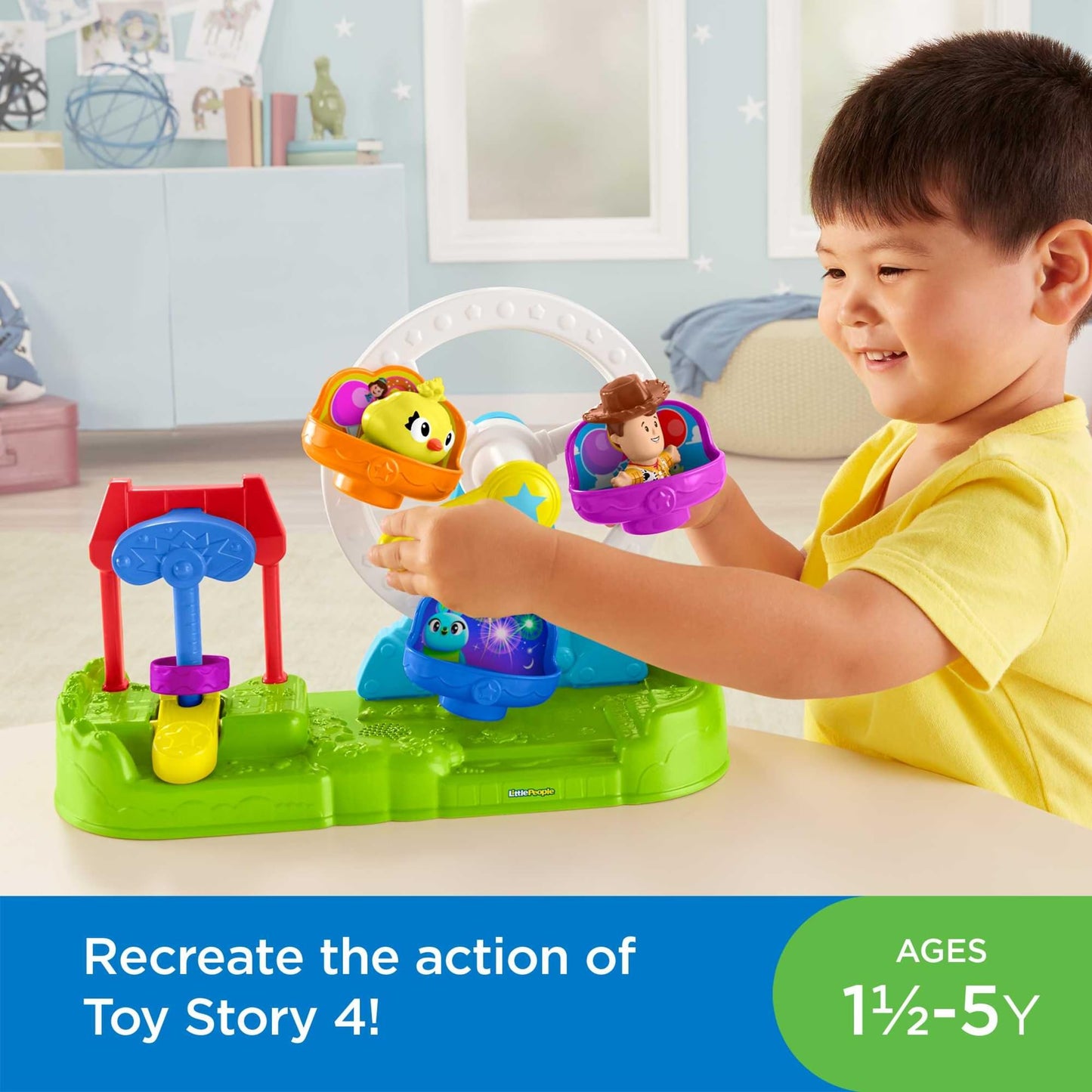 Fisher-Price Little People Toddler Toys Disney & Pixar Toy Story Ferris Wheel Playset with Woody & Ducky Figures for Kids Ages 18+ Months