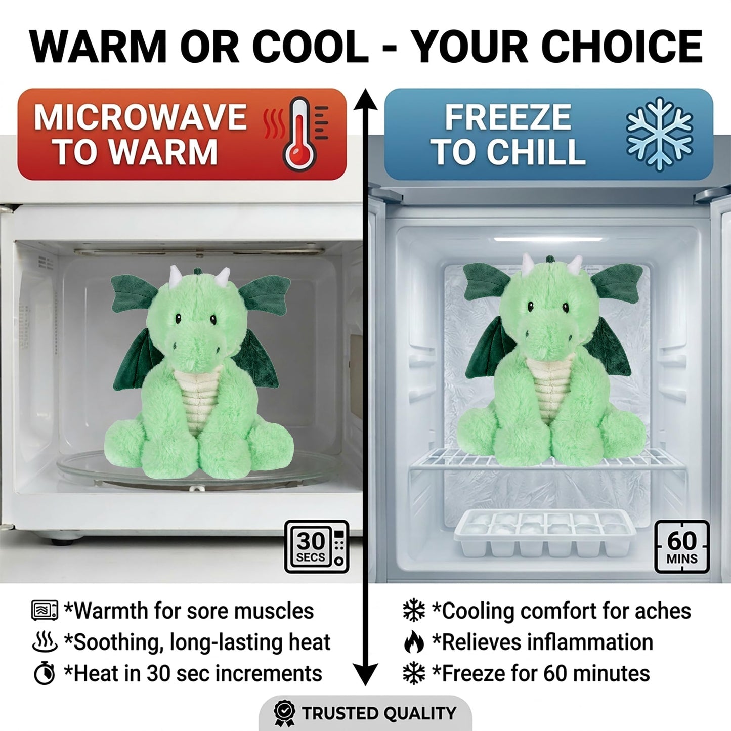 Daniel Dragon - Microwavable & Weighted Plush Stuffed Animal - Heated Plushie for Warmth - Cute, Soft, Cozy Toy for Adults & Children (Boys, Girls, & Toddlers) by Warm Pals