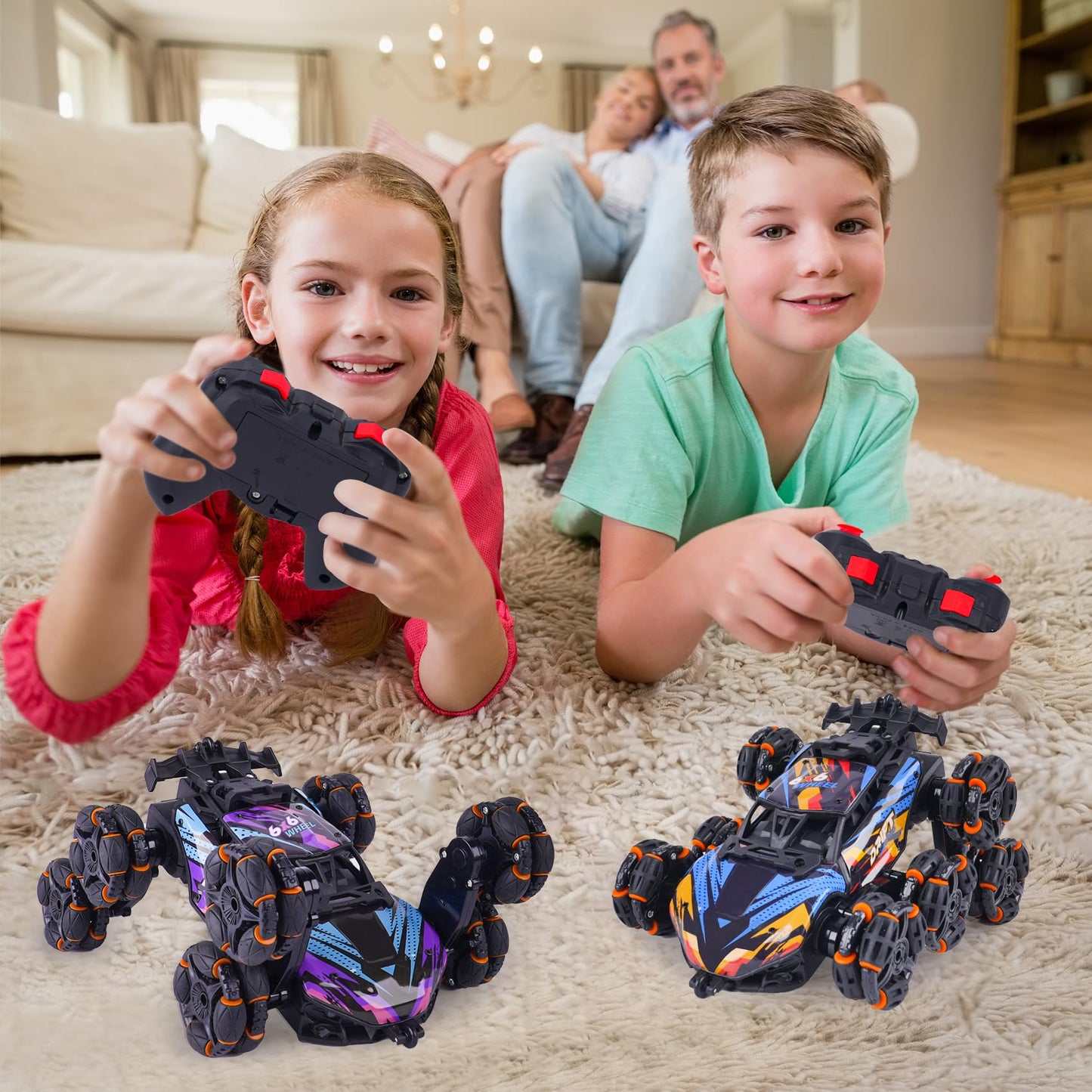NEXBOX Cool 8 Wheels Hand Controlled RC Stunt Car Toys, Xmas Gifts and Birthday Presents for Kids, Gesture Sensing Remote Control Cars for Boys Age 6 7 8-10 11 12 Year Old