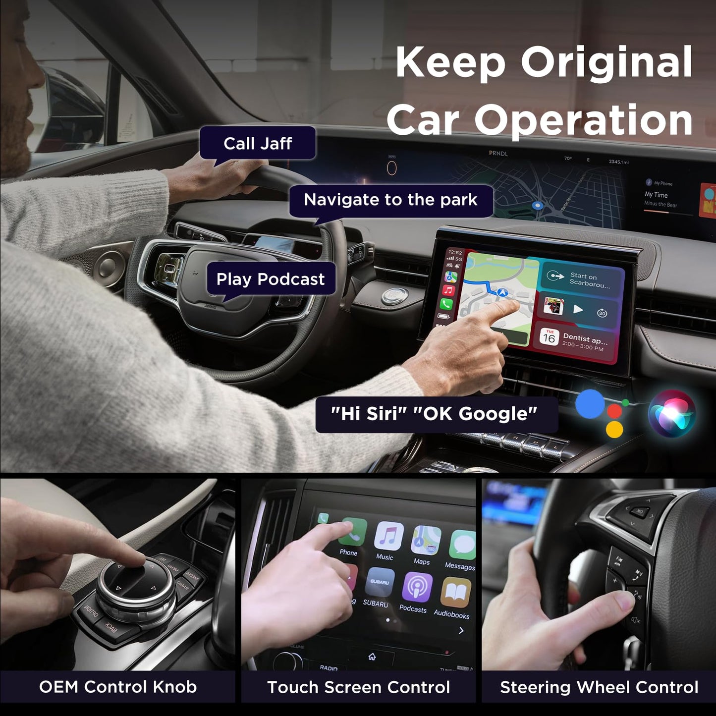 MSXTTLY 2in1 Carplay Wireless Adapter Android Auto Wireless Adapter, Mini USB Small Dongle Fast Auto Connect, Car Play Play Plug, for Apple iPhone iOS & Android 11+, OEM Wired Car Model 2017+, Black