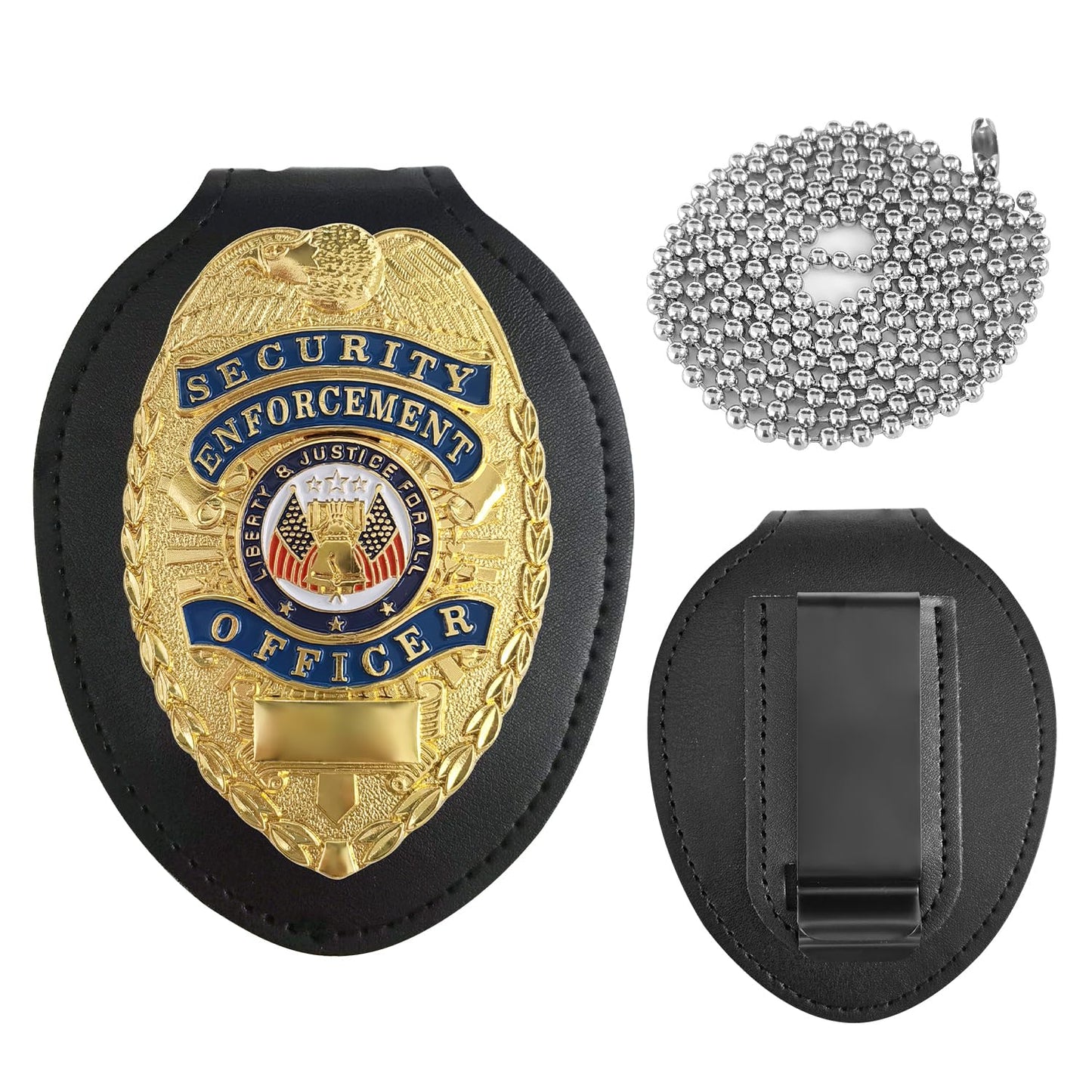 FR Gold Fine Badge with Holder， Can be Changed at Will，Includes Spring Clamp Choker
