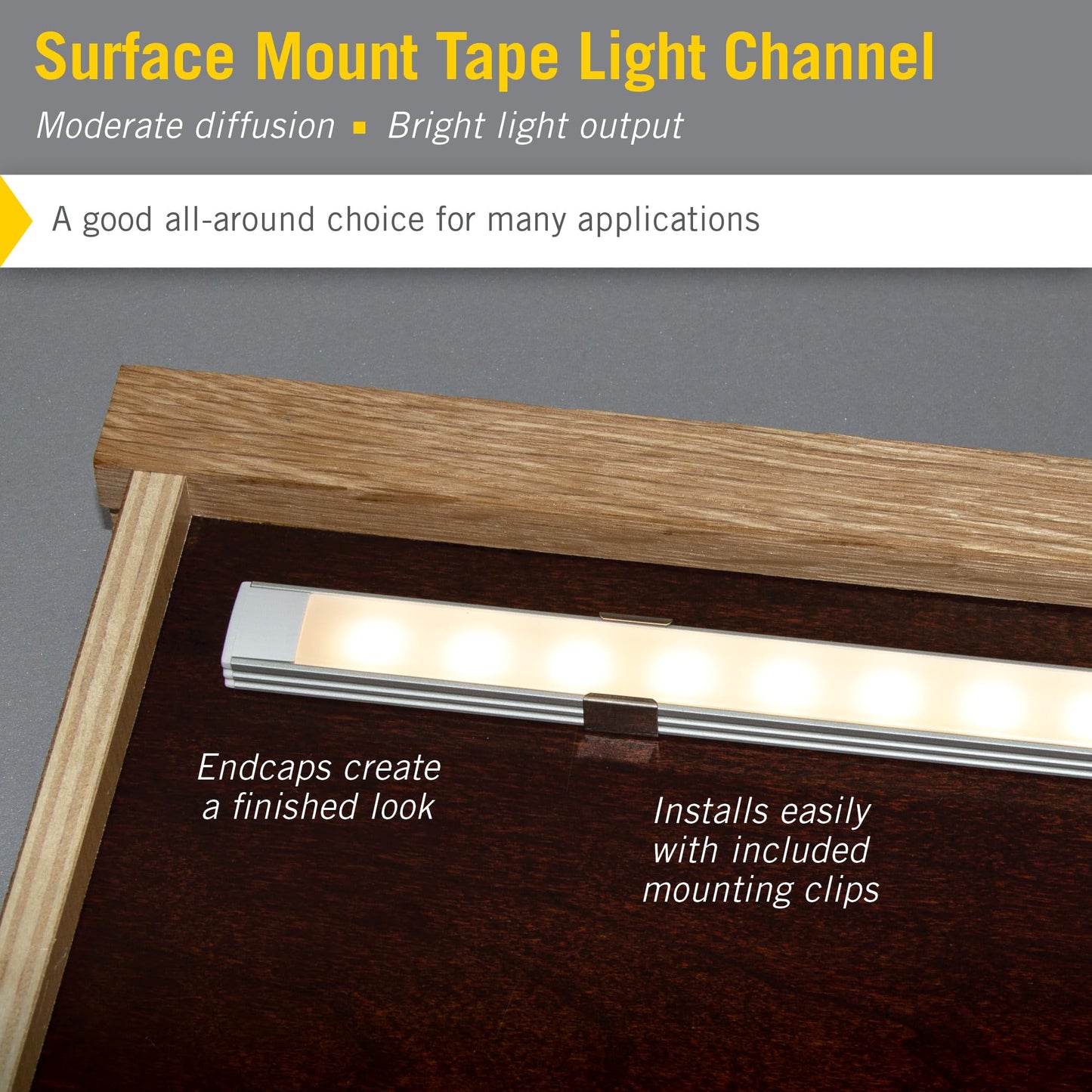 Armacost Lighting LED Tape Light Mounting Channel, Surface Mount, Black 5-Pack 960056
