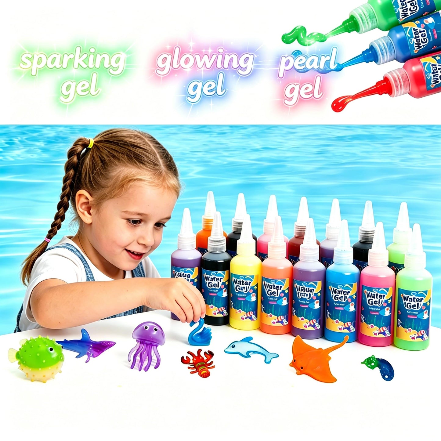 BSINHTIY Water Elf Toy Refill Kit, 40 Pack with Glow in the Dark, Sparkle, Pearl Color and Powder Refill, Provides Everything Young Artists Need to Fully Enjoy All Kinds of Fun.