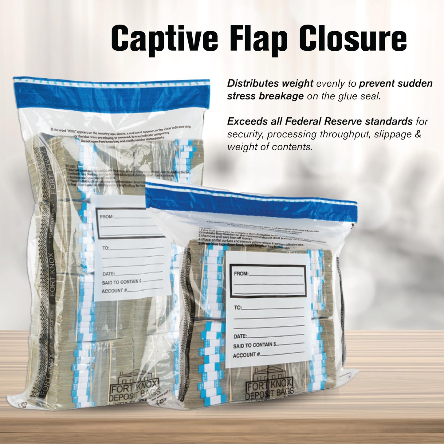 BankSupplies Ultima Blue Tamper-Evident Clear Deposit Bags 9W x 12H Pack of 100 with Advanced Security Detection Features
