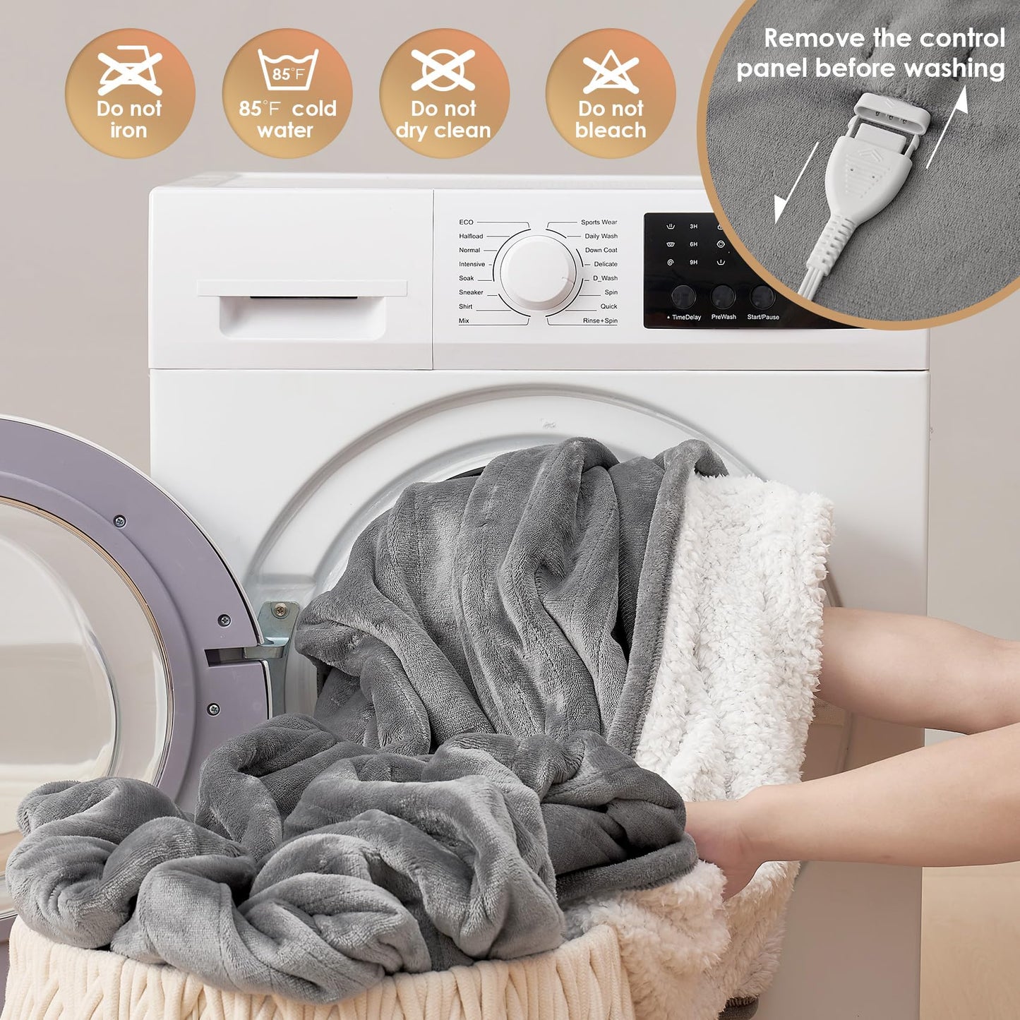 EHEYCIGA Heated Blanket Electric Blanket Throw - Heating Blanket with 6 Heating Levels & 10 Hours Auto Off, Soft Cozy Sherpa Washable Blanket with Fast Heating, 50 x 60 Inches, Grey