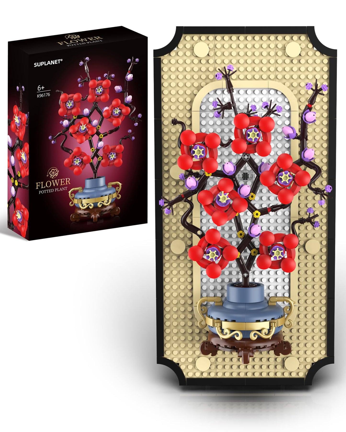 Suplanet Botanicals Plum Blossom Building Set - 3D Wall Art Frame for Botanical Collection & Home Decor Wall Art Architecture Sets, Ideal Gifts for Adult, Kids Ages 8-12 (529 PCS)