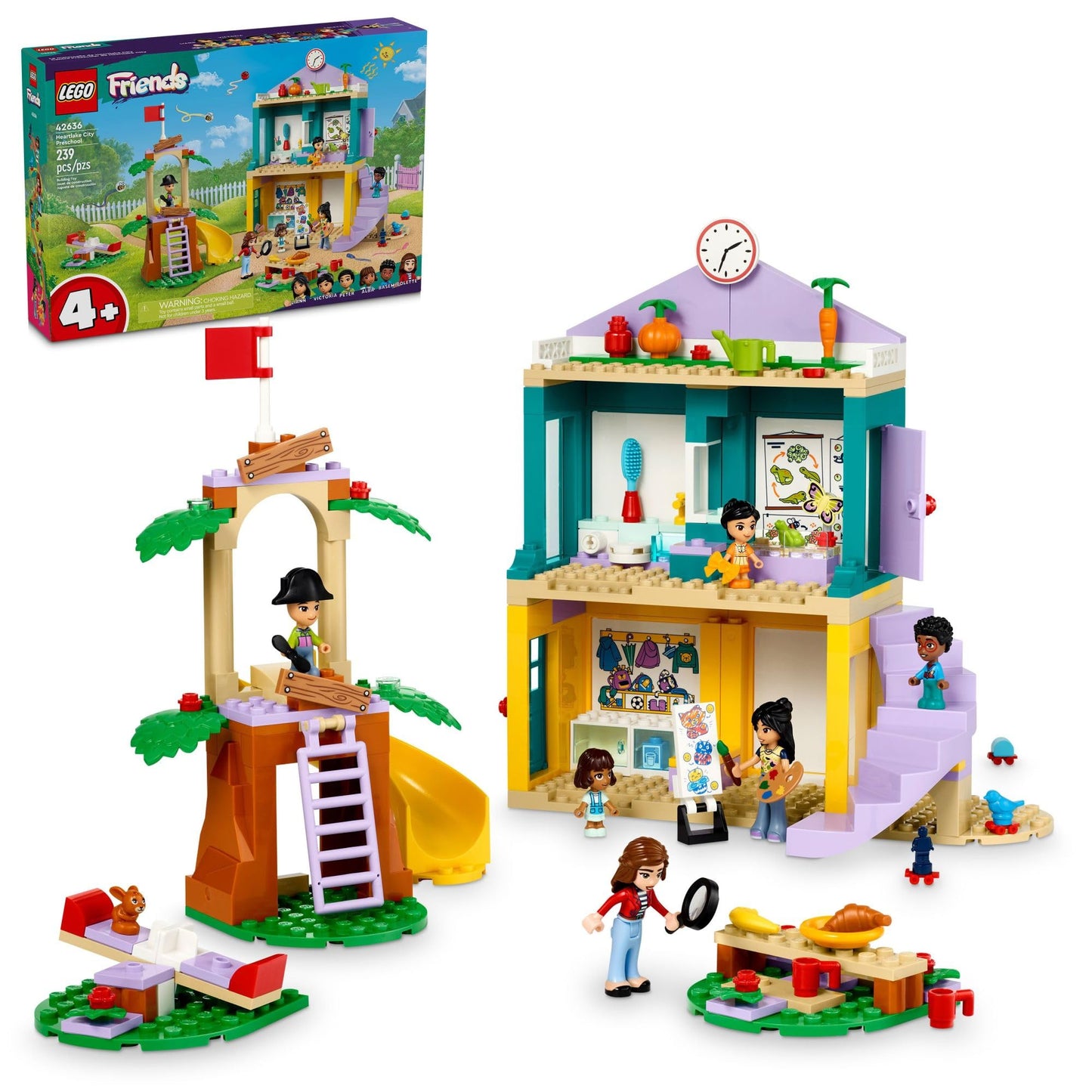 LEGO Friends Heartlake City Preschool Classroom Toy for Kids, Creative Pretend Play for Girls and Boys Ages 4 Years Old and Up, Comes with 2 Mini Dolls and 4 Micro Dolls, 42636