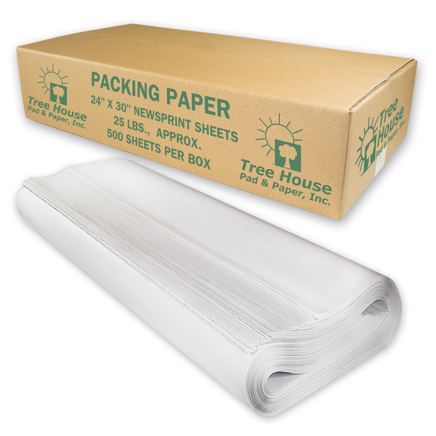 Tree House Packing Paper for Moving – 25lbs - 500 Newsprint Packing Paper Sheets – 24” x 30” Paper for Packing Dishes, Shipping, and Moving Supplies – Recyclable Movers’ Paper – Made in USA