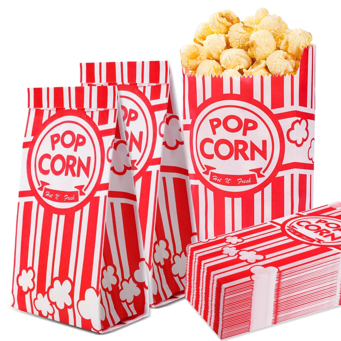 VOISEN Paper Popcorn Bags,500 Pack 1oz Popcorn Bags Individual Servings, Popcorn Bag Bulk for Popcorn Machine,Movie Nights Pop Corn Bags