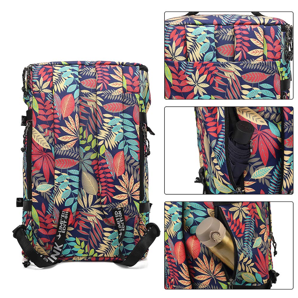 Kalesi Floral Gym Duffle Bag Backpack 4 ways for Women Waterproof with Shoes Compartment for travel Sport Hiking laptop Lightweight