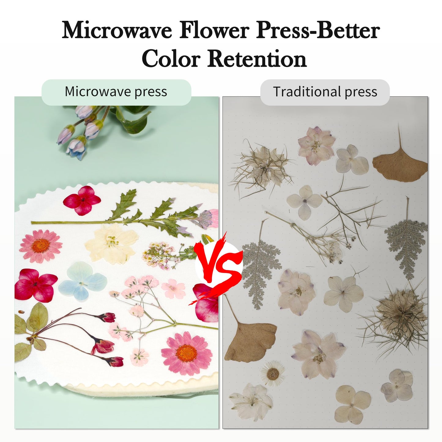 Aboofx Microwave Flower Press - Quick Drying Kit, 6.3 x 6.3 inch Press for Adults, DIY Crafts & Gifts