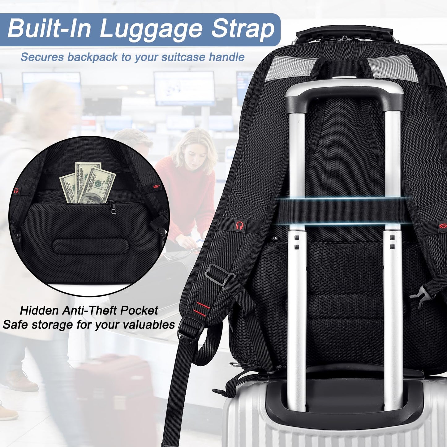 Mogplof Extra Large Laptop Backpack, 17 inch TSA Flight Approved Travel Backpack for Men, Large Backpack, RFID Business Computer Bag, Heavy Duty Water Resistant College Bookbag