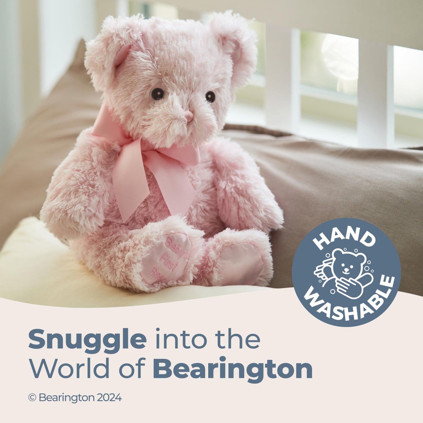 Bearington Baby's First Teddy Bear Pink Plush Stuffed Animal, 12"