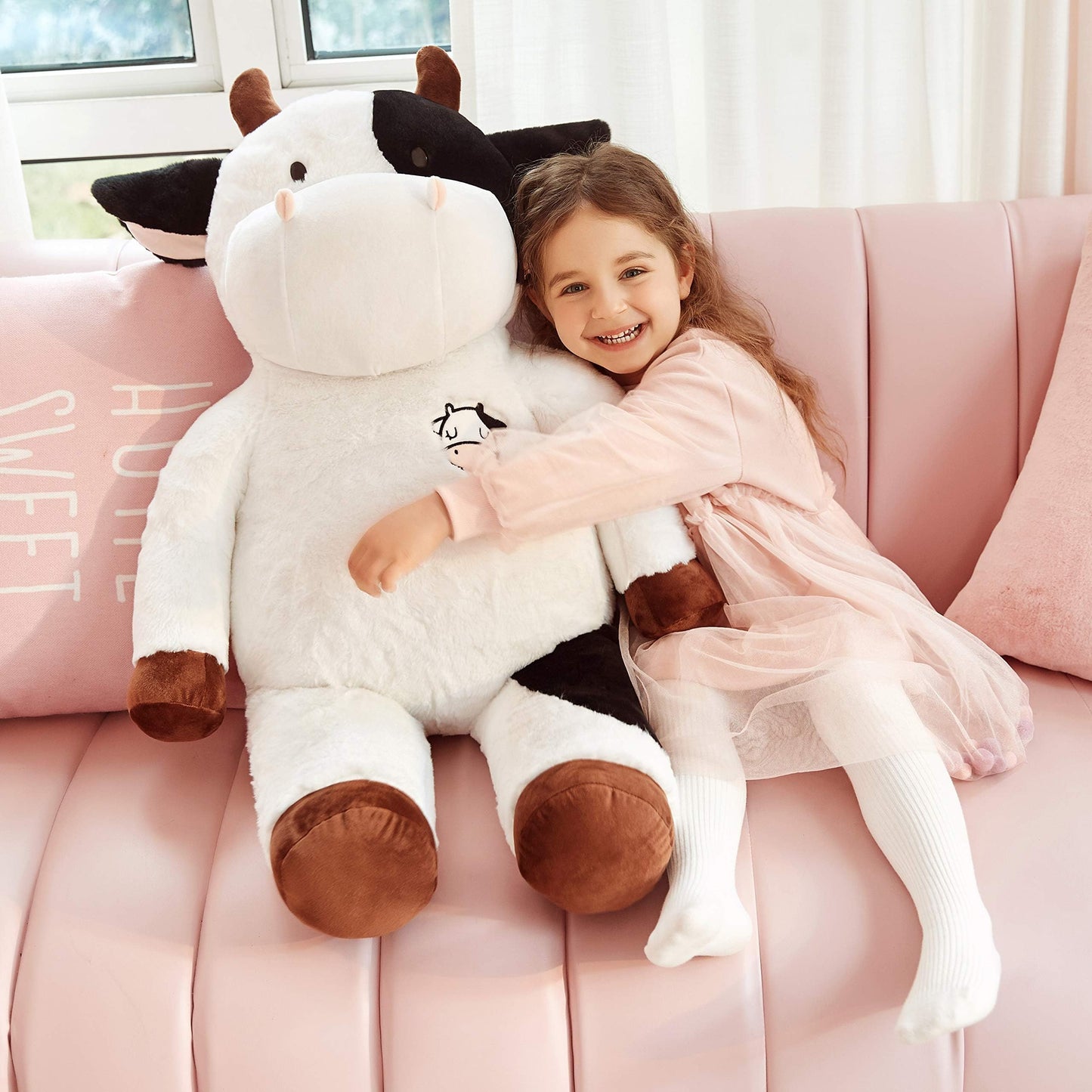 IKASA Giant Cow Stuffed Animal Jumbo Plush Toy (White, 30 inches)