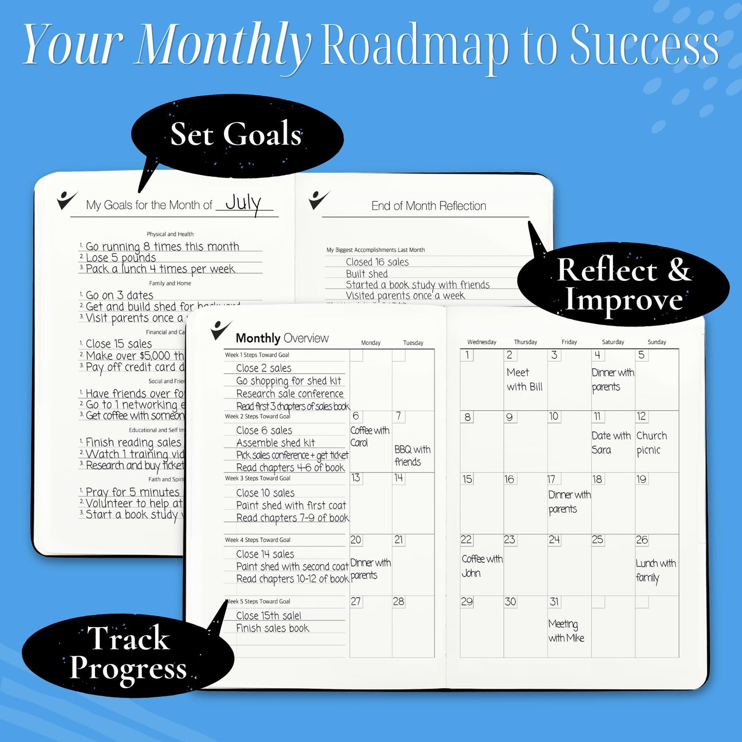 Goal Crazy Undated Planner – 90 Day Guided Journal & Productivity Organizer, A5 Daily & Weekly Planner with Goal Setting, Habit Tracker, To Do List, Academic & Work Calendar, Leather Hardcover - Black