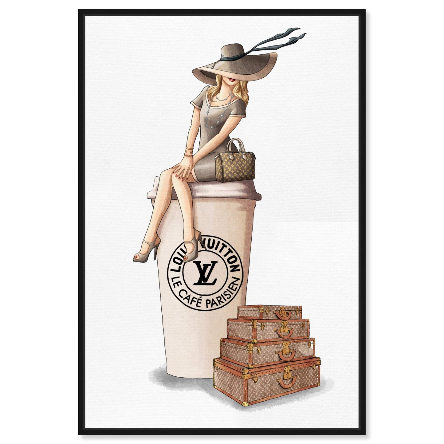 The Oliver Gal Artist Co. Fashion and Glam Framed Wall Art Canvas Prints 'Cafe au Lait Paris' Handbags Home Décor, 10 in x 15 in, Brown, Brown