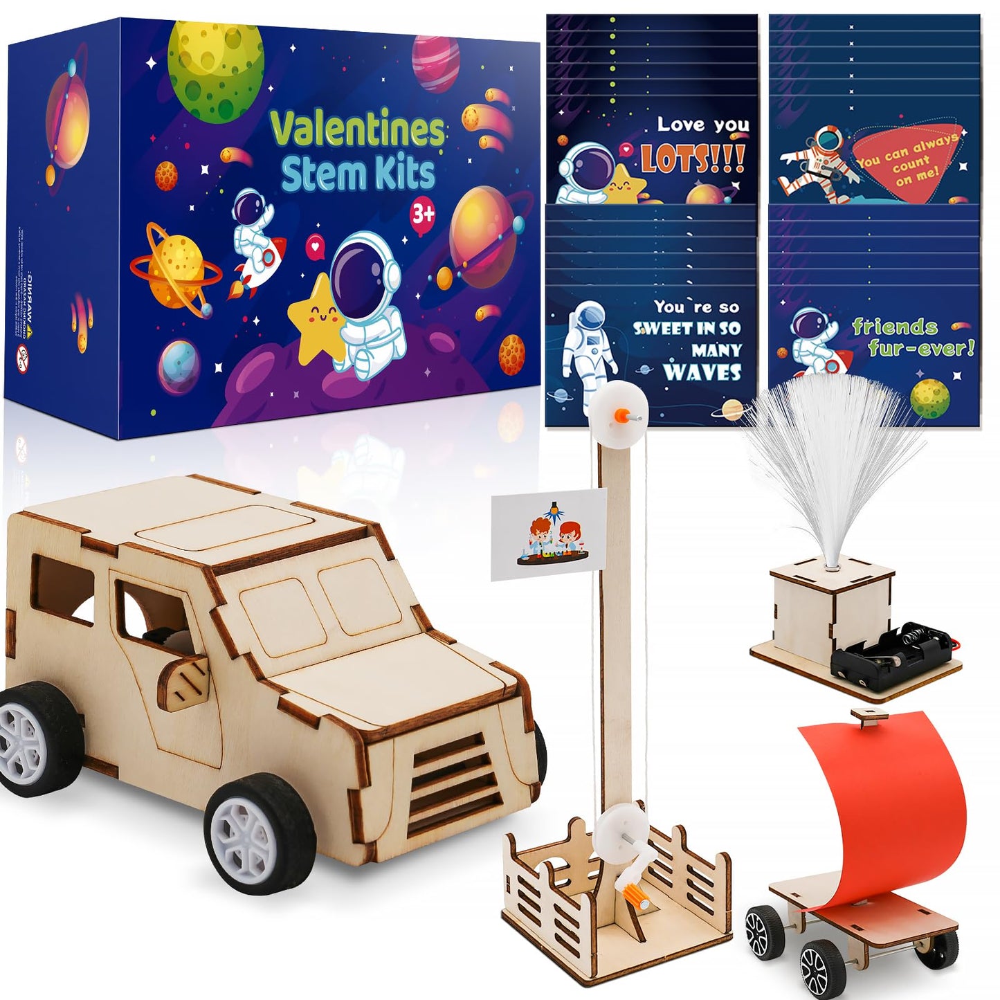 GIAKAN Valentines Cards for Kids Classroom - Valentines Day Gifts for Kids - 24 Science Experiments Kits for Kids Ages 6-10 - Valentine Exchange Cards for Boys Girls School Party Favors