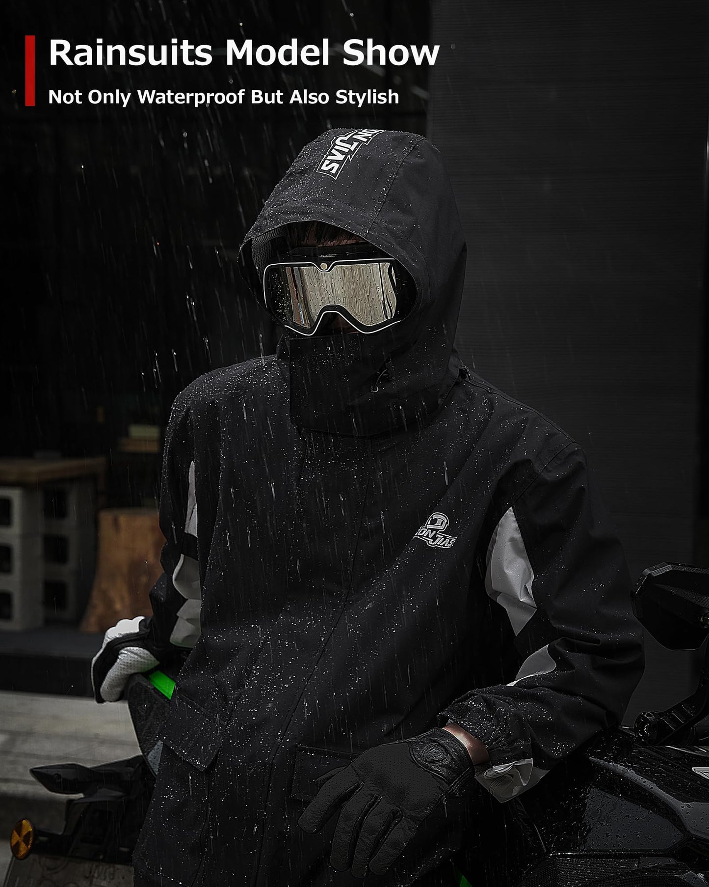 IRON JIA'S Rain Suit, Motorcycle Rain Gear for Men & Women, Waterproof Jacket and Pants, Breathable Reflective Raincoat
