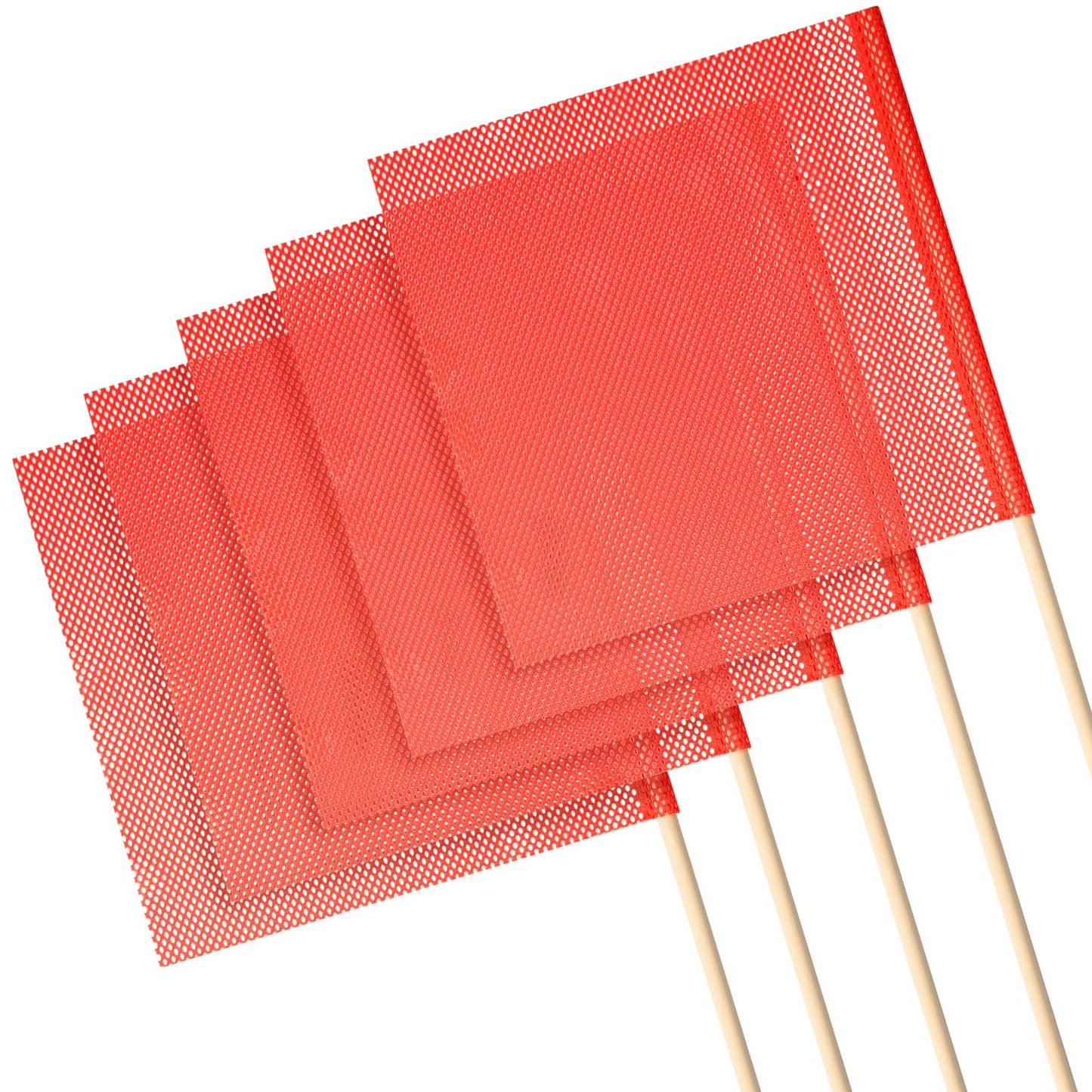 Jecery 12 Packs 18 x 18 Inch Safety Flag Warning Flags Mesh Oversize Load Flags Wide Load Signs with 35.4 Inch Wooden Dowel for Trucks Trailer and Pedestrian Crossings (Orange,Classic)
