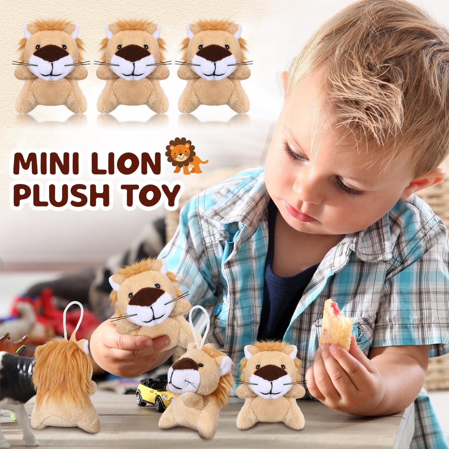 Shappy 100 Pcs Mini Animal Lion Plush Toys Small Stuffed Animals Bulk Mini Keychains Soft Cute Tiny Plushies for Birthday Gifts, Party Favors, Prizes, Carnival Prizes