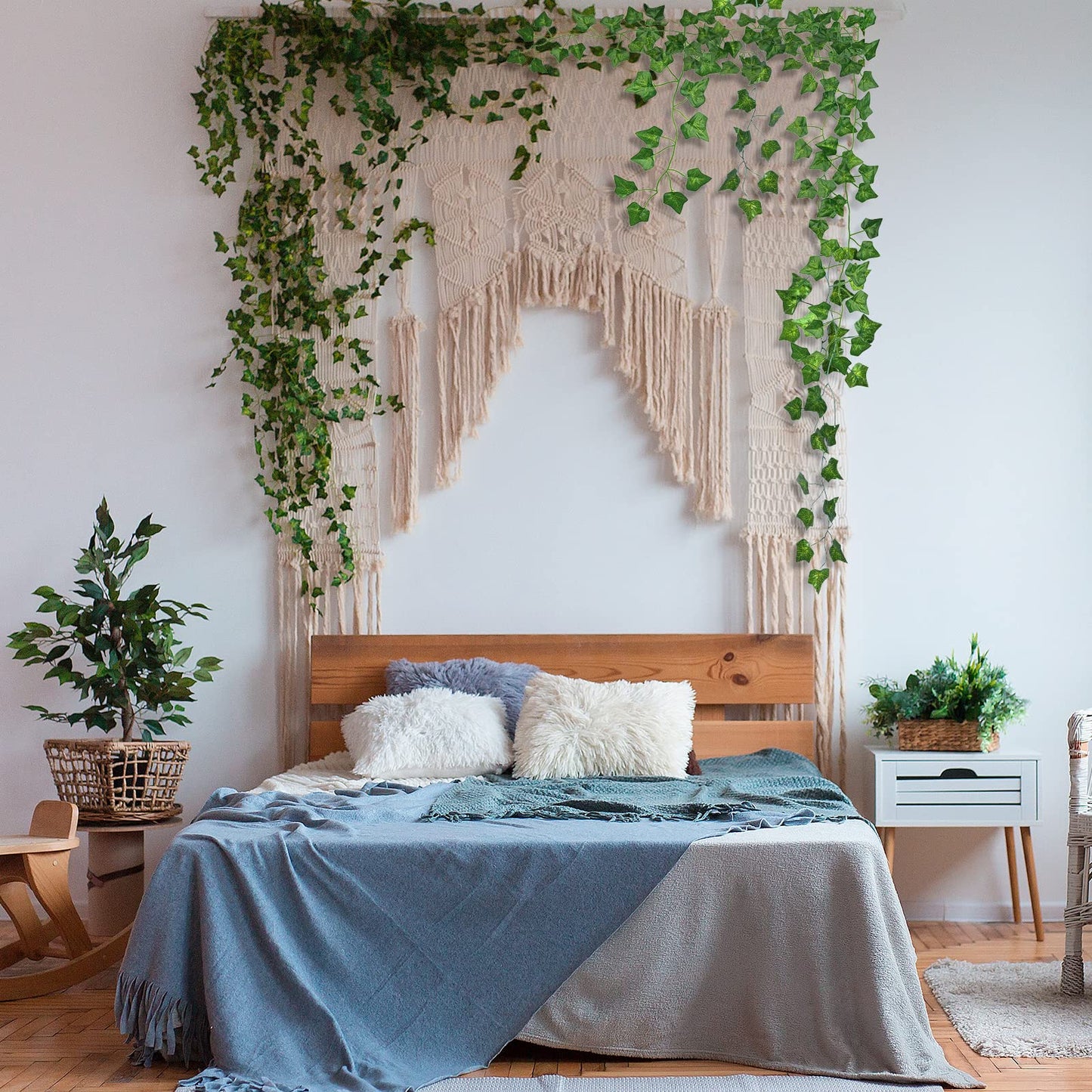 CQURE 96 Pack 672Ft Artificial Ivy Garland, Fake Vines UV Resistant Greenery Leaves Fake Plants Hanging Aesthetic Vines for Home Bedroom Party Garden Wall Room Decor