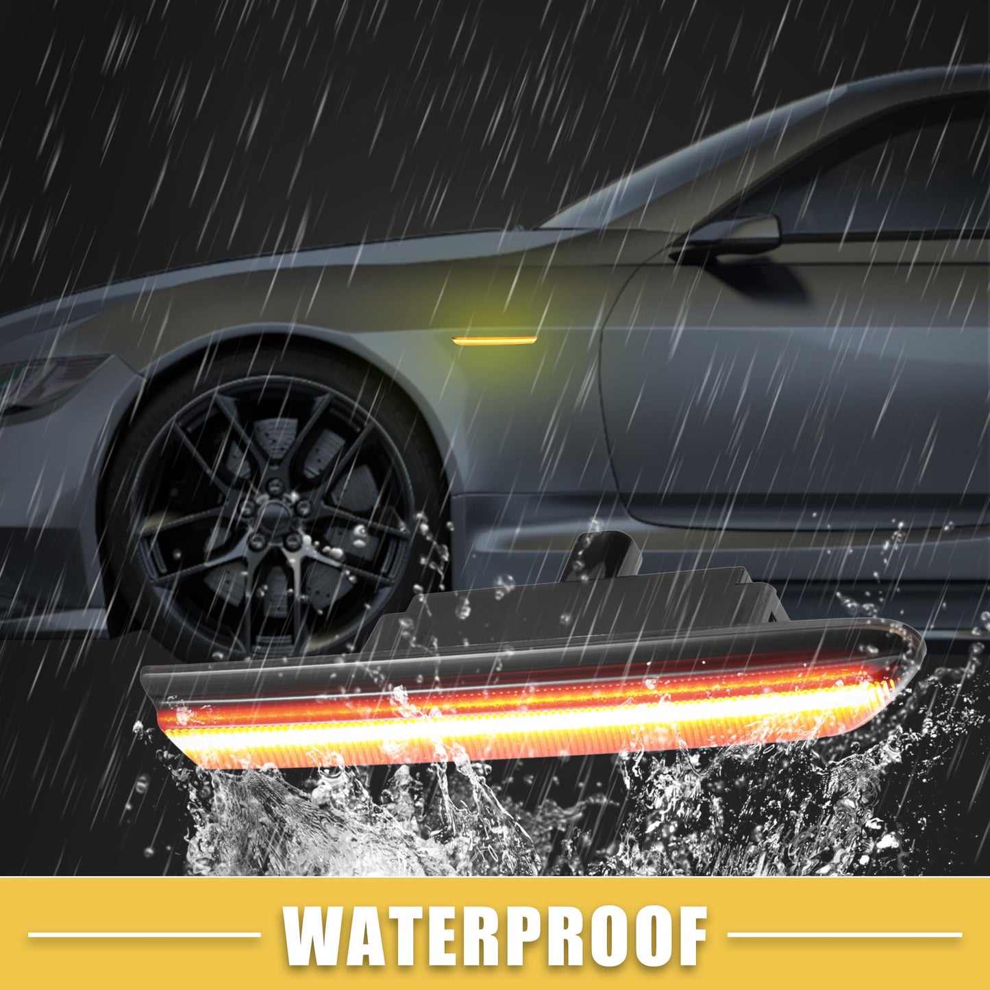 A ABSOPRO LED Side Marker Light 33655-SEP-A01 Front Rear Turn Signal Lights Fender Sidemarker Lamps for Acura TL Black Lens Amber Red LED Light 2 Pair