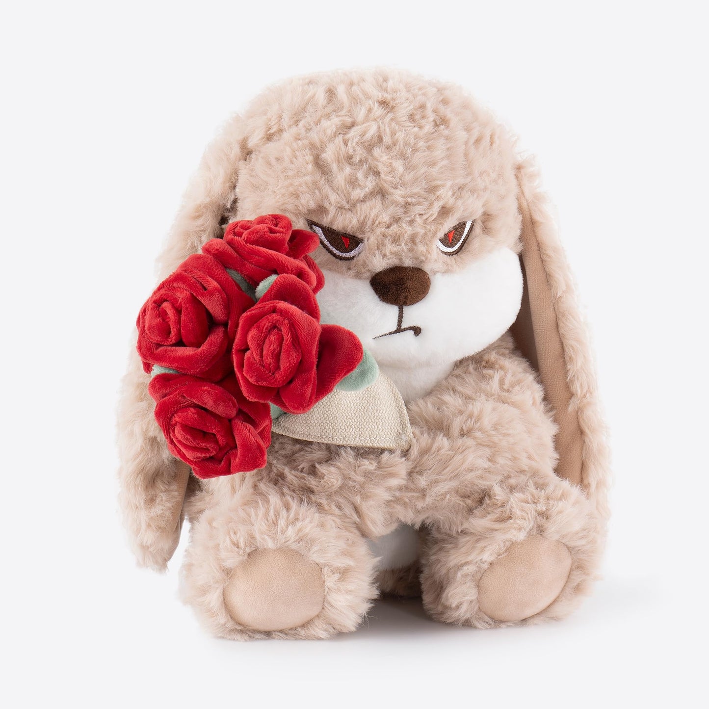 Adorable Plush Bunny 11.8 Inch Hugged Rose Bouquet Ultra Soft Toy for Girls Boys Valentine's Day (Coffee/Red) A Surprise That Never Fades