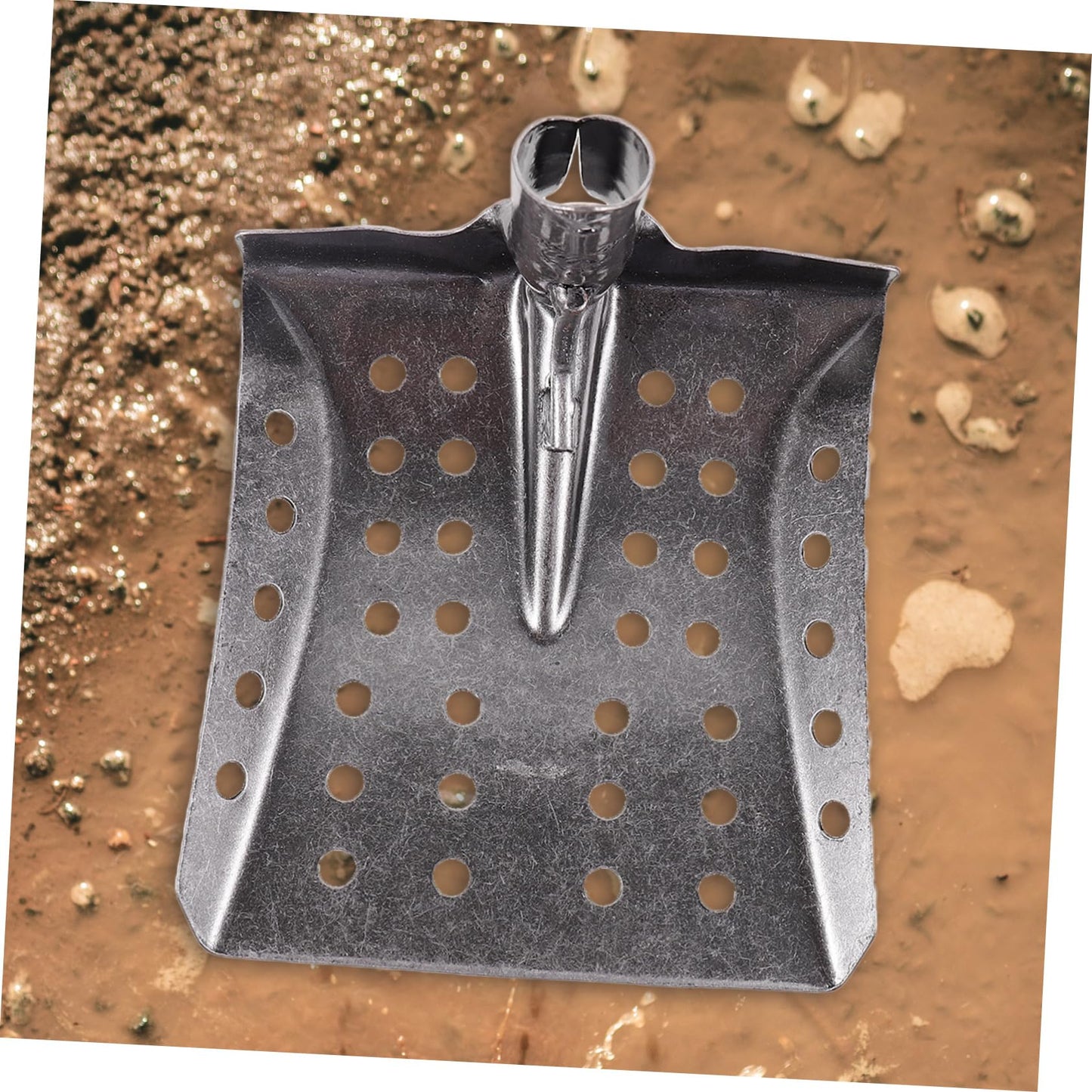 Garden Shovel Leak Hole Shovel Mud Sifting Shovel Sewer Sifting Shovel Garden Shovel Silver Metal Iron Square Sieve Shovel Square Sifting Shovel Metal Sifting Shovel Tool