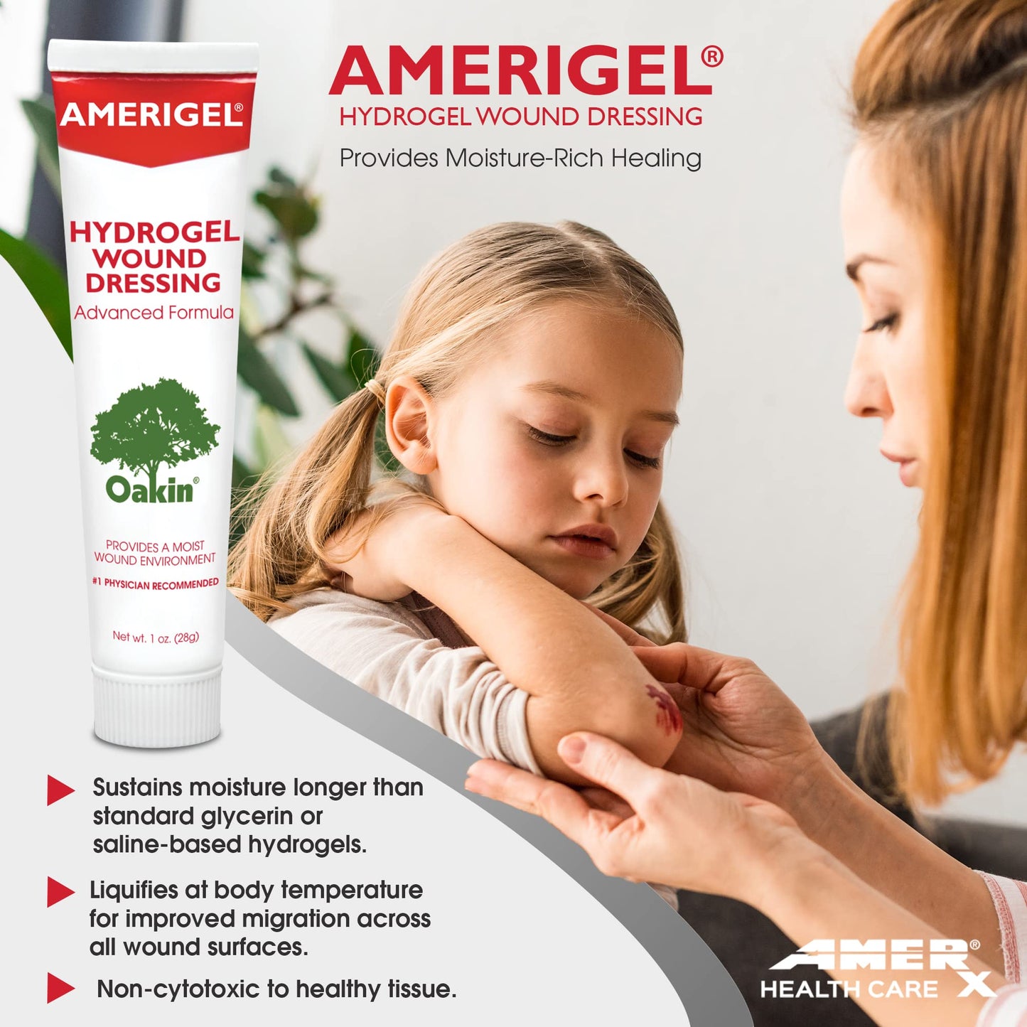 AMERIGEL Hydrogel Wound Dressing (1 oz.) Two Pack - Provides Moisture-Rich Healing Environment for Dry Wounds