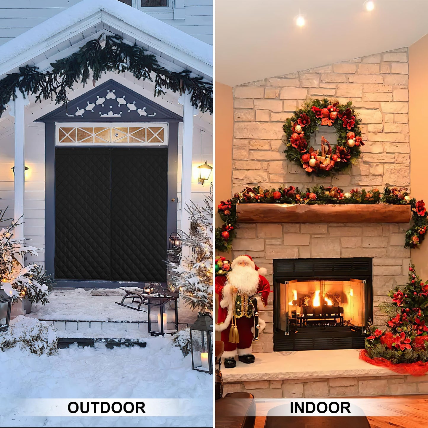 RYB HOME Large Thermal Insulated Curtain for Winter, Black Curtain Window Insulation Soundproof Room Divider for Workshop Basement Laundry Acoustic Covering Drafty Door, W48 x L96 inch, 1 Panel