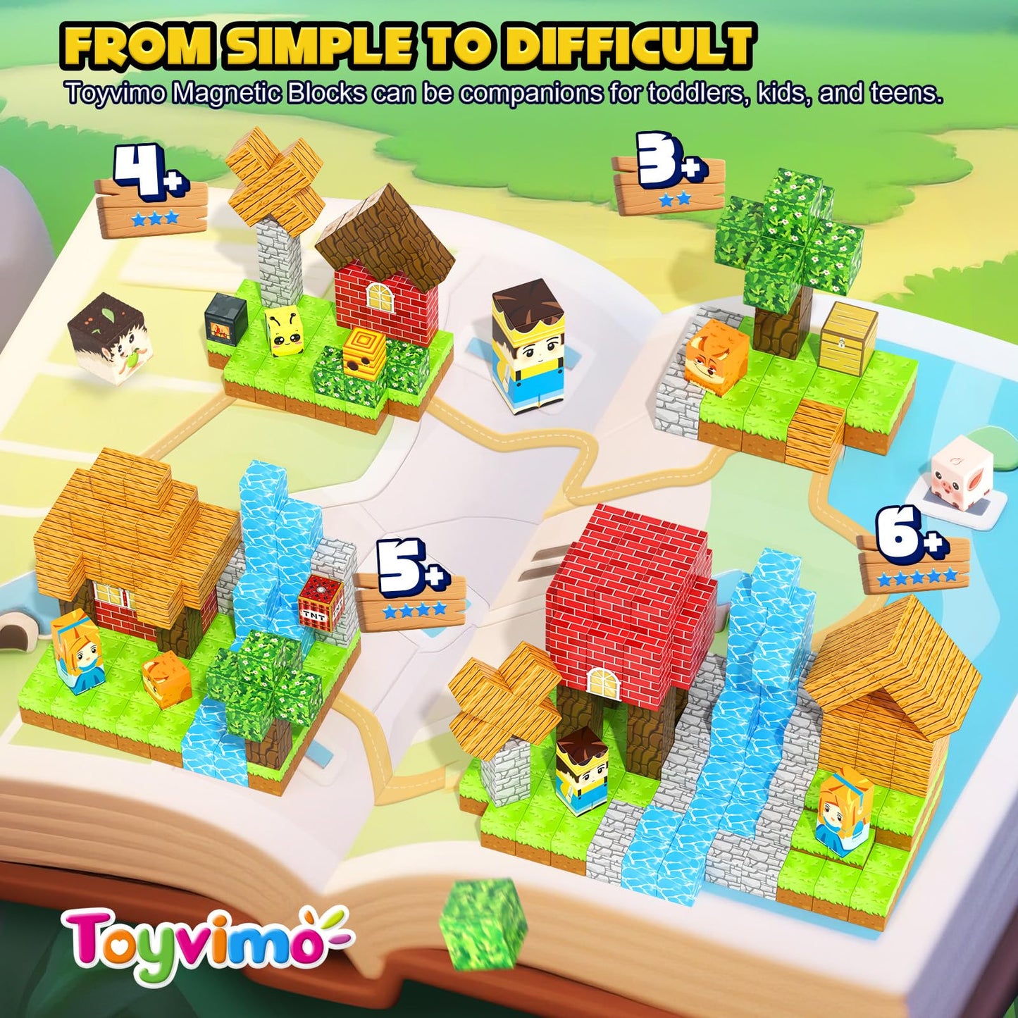 Magnetic Blocks 100PCS Compatible STEM Stacking Building Toys for Kids Ages 3+ Stream Magnets Creative Play 3 4 5 6 7 8 9 10 11 12 Year Old Boys Girls Birthday Gifts