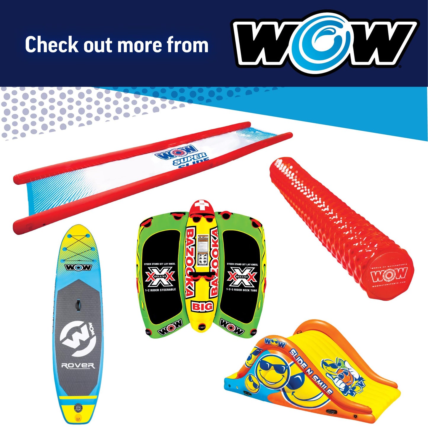 WOW Sports - Foam Water Saddle Float for Kids & Adults - Blue High Back Design - 1 Person Pool Seat - Whale Tail - Pool Party Accessory