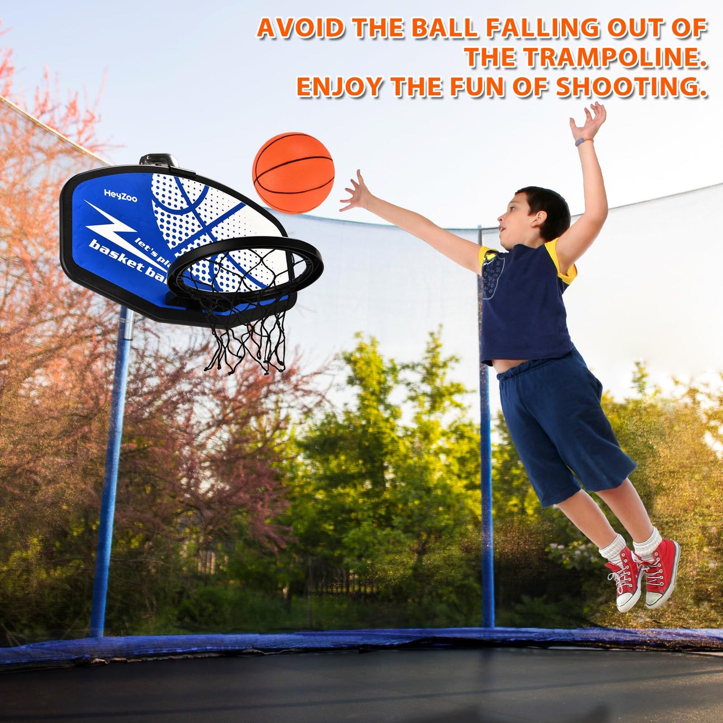 Trampoline Basketball Hoop, with Pump and Mini Balls, Easy to Assemble Sturdy for Dunk Fit, Waterproof, Trampoline Accessory of Trampoline, All Ages