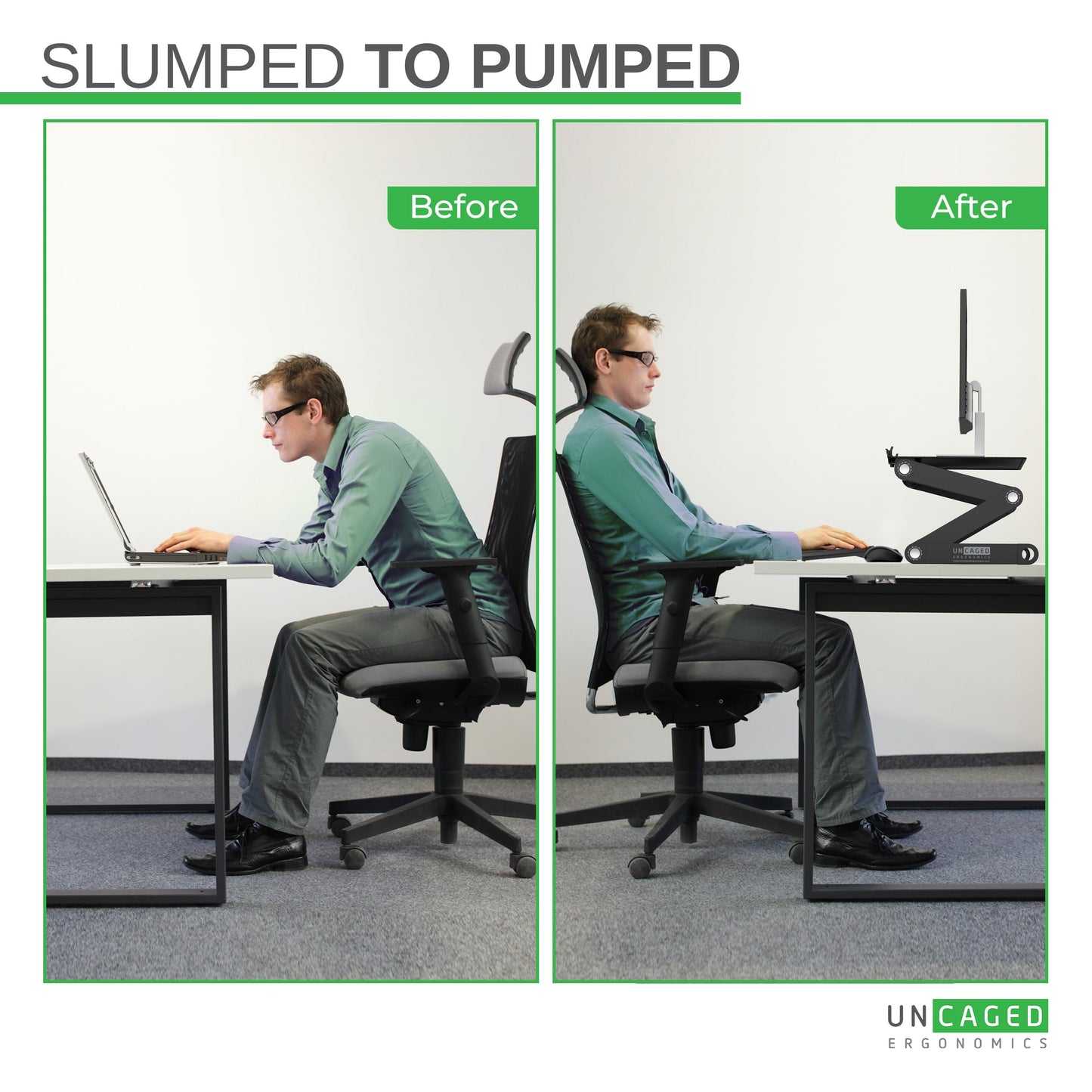 WorkEZ Monitor Stand, Single Mount Height Adjustable Monitor Riser for Desk, Ergonomic Desktop Computer Stand
