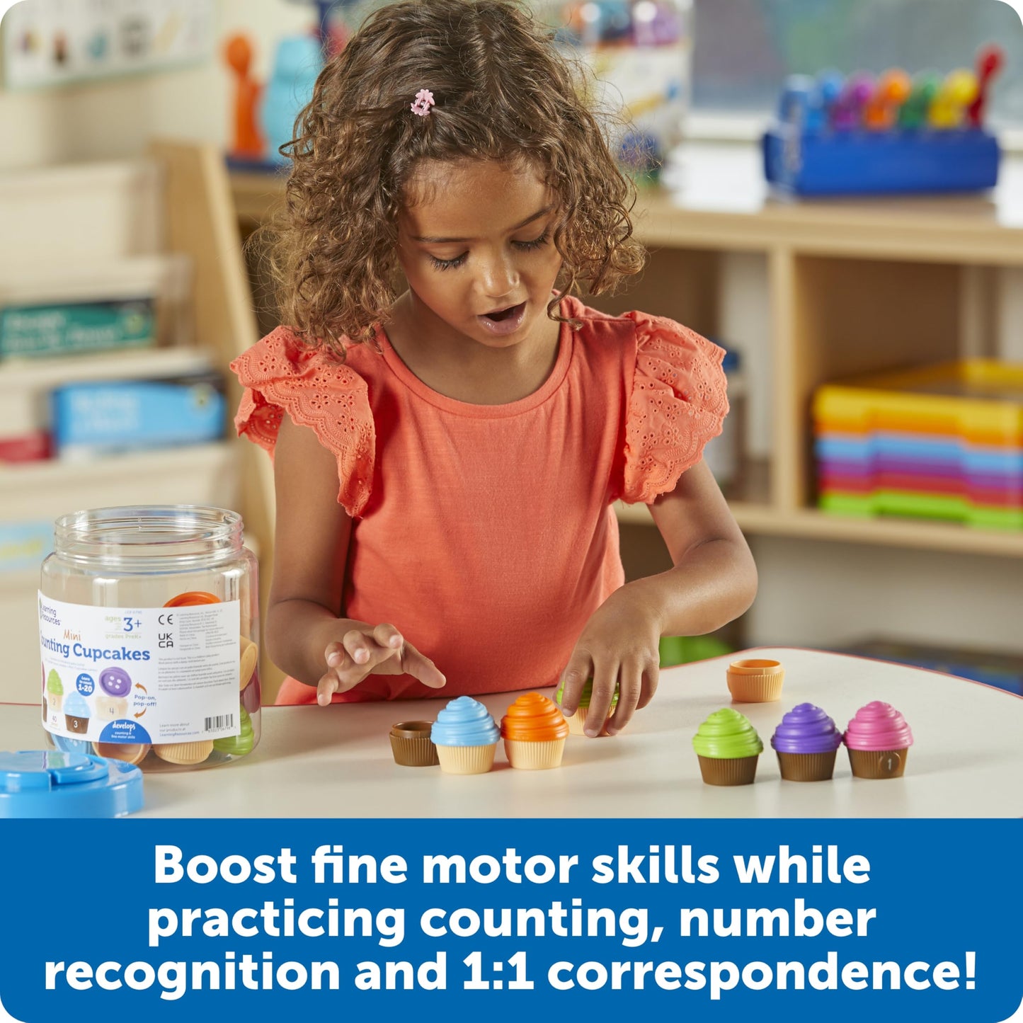 Learning Resources Mini Counting Cupcakes, Birthday Cake, Sensory Toys, Montessori Toys, Preschool Learning Activities, Play Food Sets for Kids Kitchen, Fine Motor Games