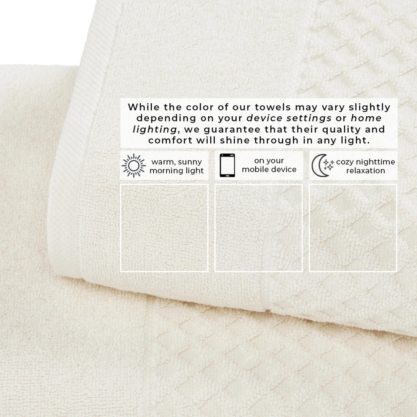 Great Bay Home Bath Towels - 100% Cotton 6 Piece Towel Set - Diamond Waffle Weave - Absorbent, Durable, Quick-Dry Towels for Bathroom (Ivory)
