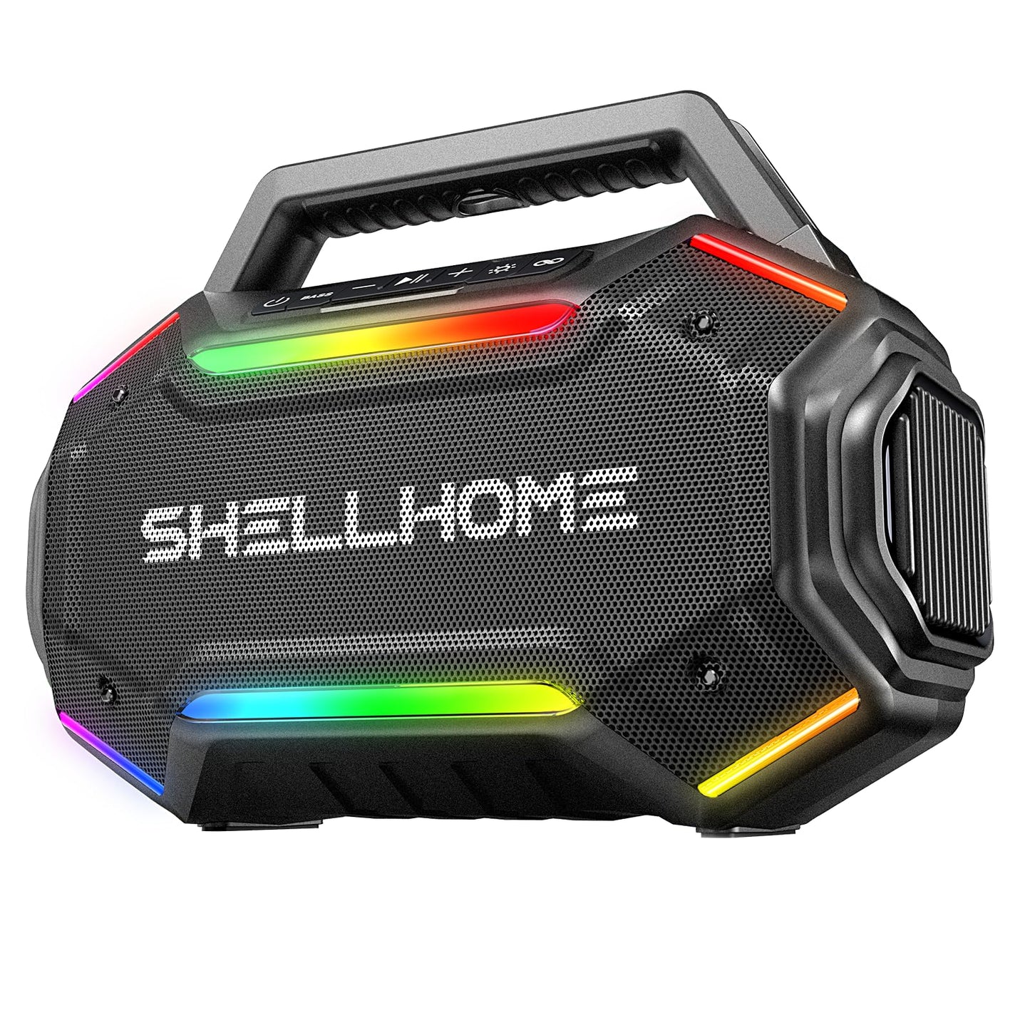 ShellHome Bluetooth 6.0 Speakers Outdoor, 80W(Peak) Loud Speaker with Bass, 30H Playtime, IPX6 Waterproof, RGB Lights, BassUp 2.0, TWS, Portable Large Jobsite Speakers for Party, Garage