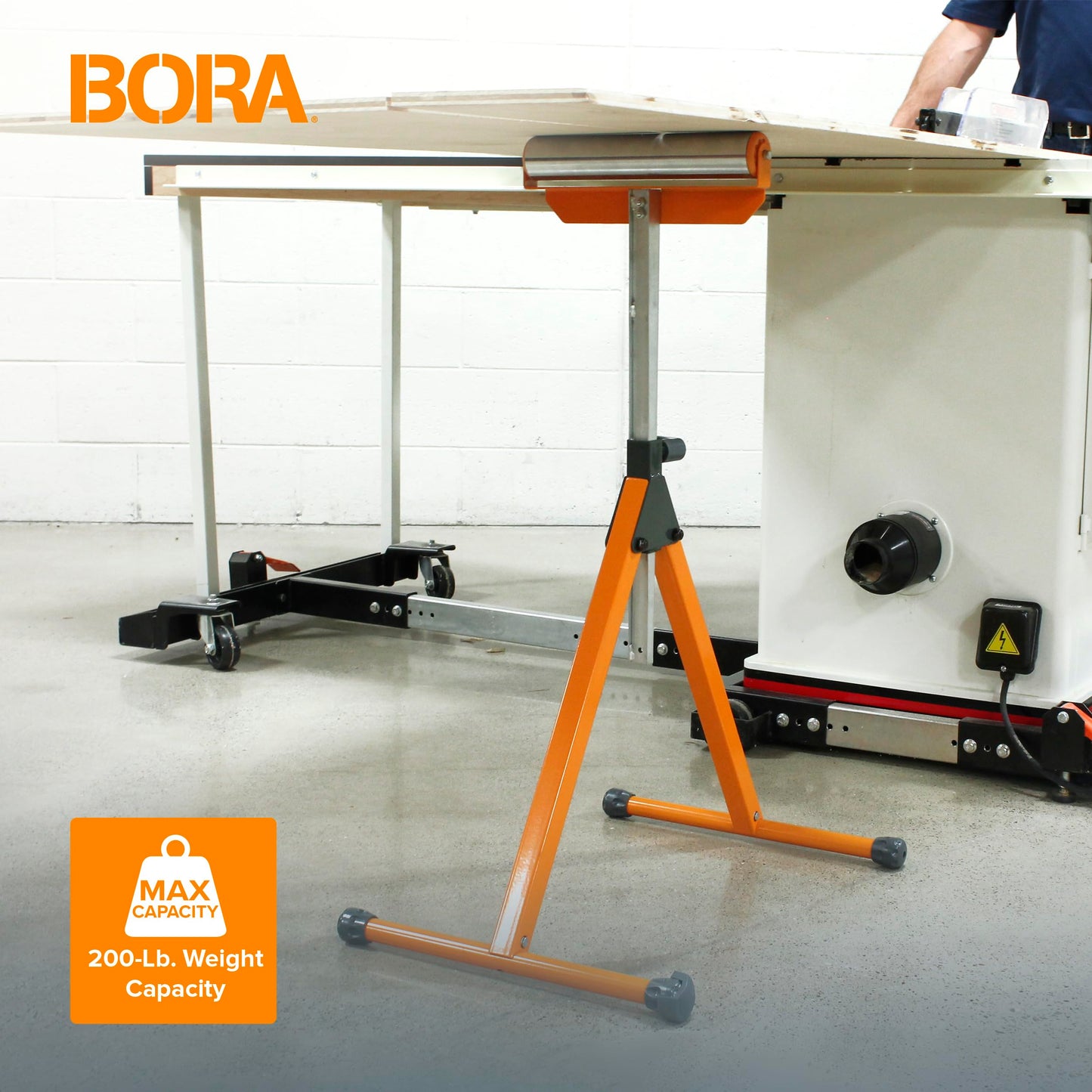 BORA Roller Stand, Adjustable Height Support Stand for Woodworking, Outfeed Roller for Table Saw, Miter Saw, PM-5090