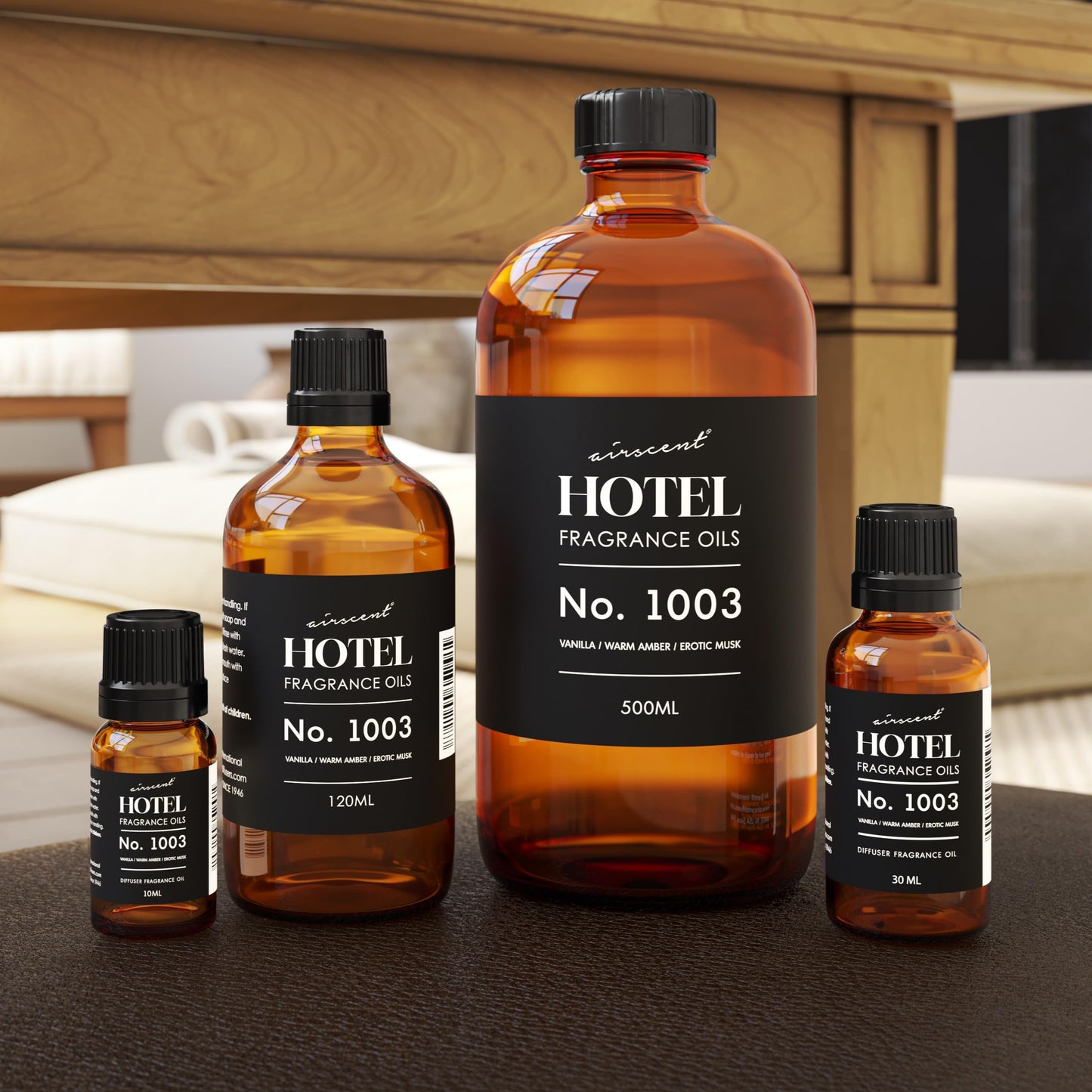 AirScent Hotel Diffuser Oil No. 1003 Inspired by The Asian Garden Las Vegas Hotel Scent - Premium Fragrance Oil for Ultrasonic and Waterless Diffusers and Crafting - 500 mL, 16.9 fl oz Glass Bottle