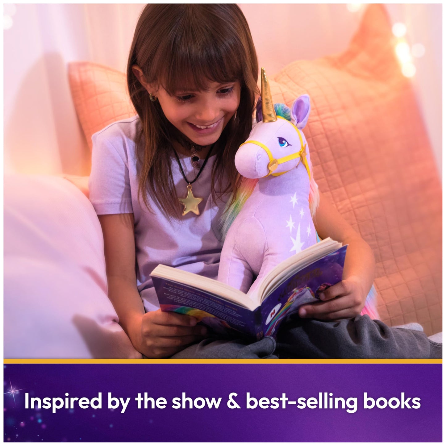 Unicorn Academy Official Wildstar Plush Toy, Unicorn Stuffed Animal, Unicorn Toys for Girls Ages 1 & Up, Purple, 15”