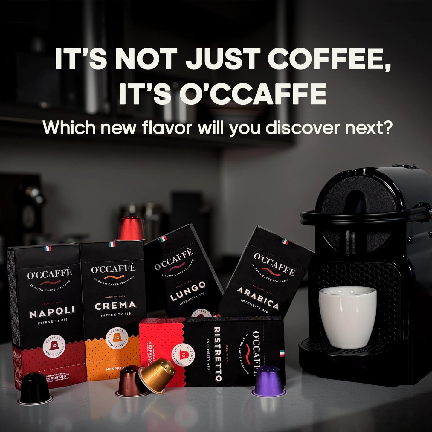 Occaffe Variety Pack Espresso Pods - by CAPSUCUP SELECTION 100 Selection Espresso Capsules compatible with Nespresso Machines