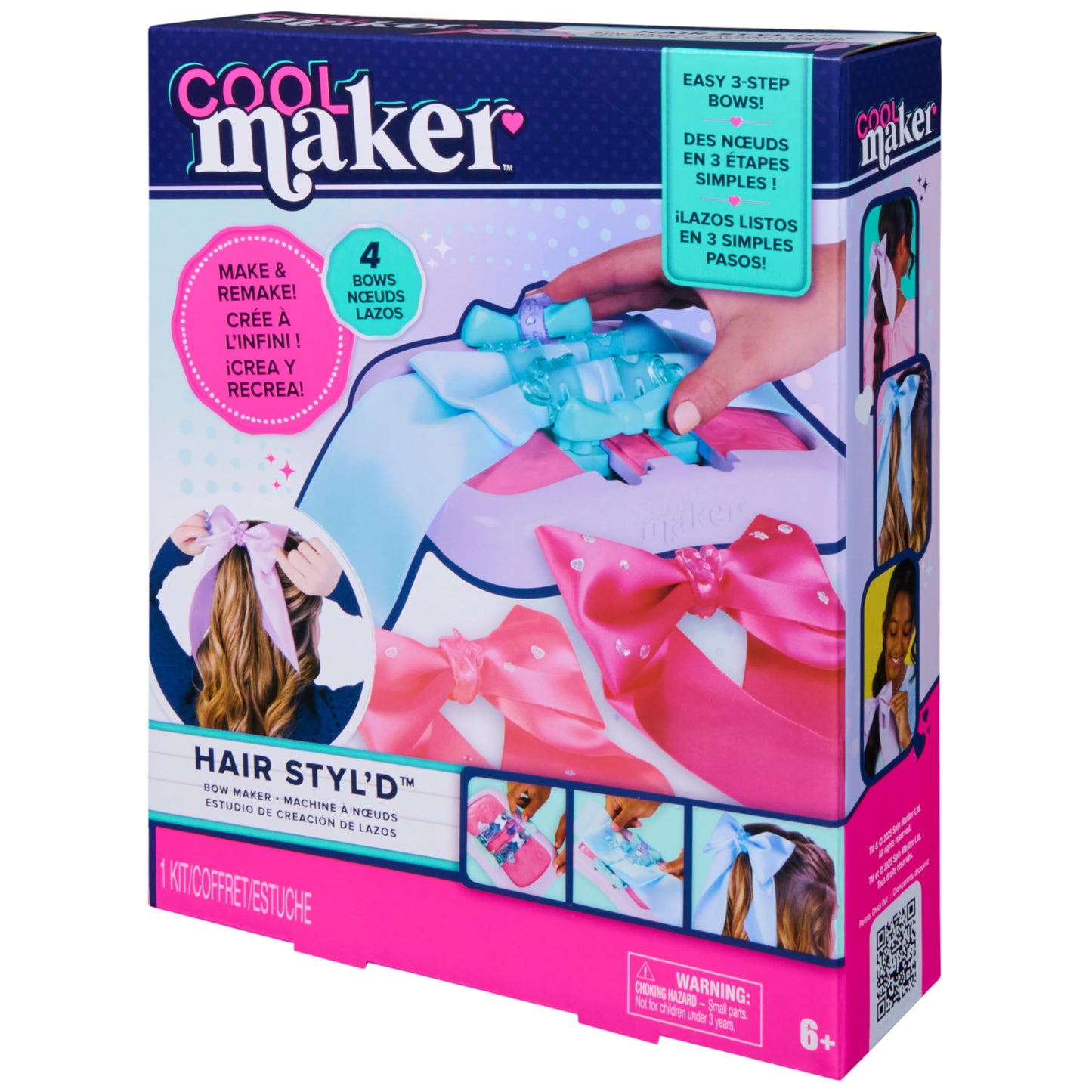 Cool Maker, Hair Styl’d Bow Maker, Make & Remake 4 Bows, Hair Accessories Arts and Crafts Kit, Kids Toys for Girls Ages 6 and up