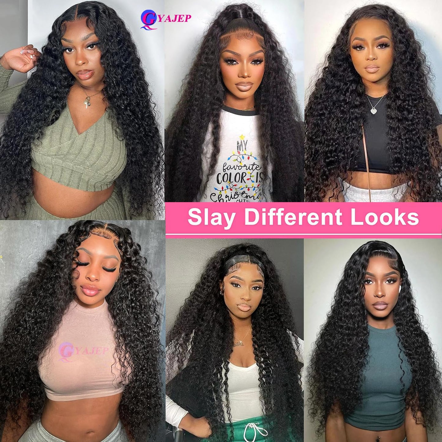 GYAJEP 32 inch Deep Wave Lace Front Wigs Human Hair 13x6 HD Lace Front Wigs Human Hair Pre Plucked 180% Density Deep Wave Wig Human Hair with Baby Hair Natural Color