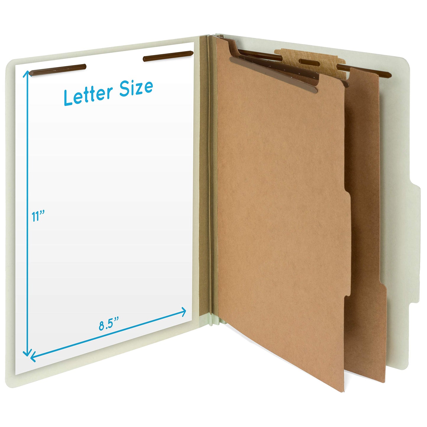 10 Letter Size Gray Green Classification Folders - 2 Divider - 2 Inch Expansions - Durable 2 Prongs Designed to Organize Standard Medical Files, Office Reports - Letter Size, Green, 10 Pack
