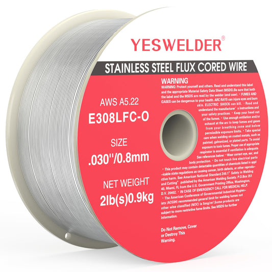 YESWELDER Stainless Steel Flux Cored Wire E308LFC-O .030-Diameter, 2-Pound